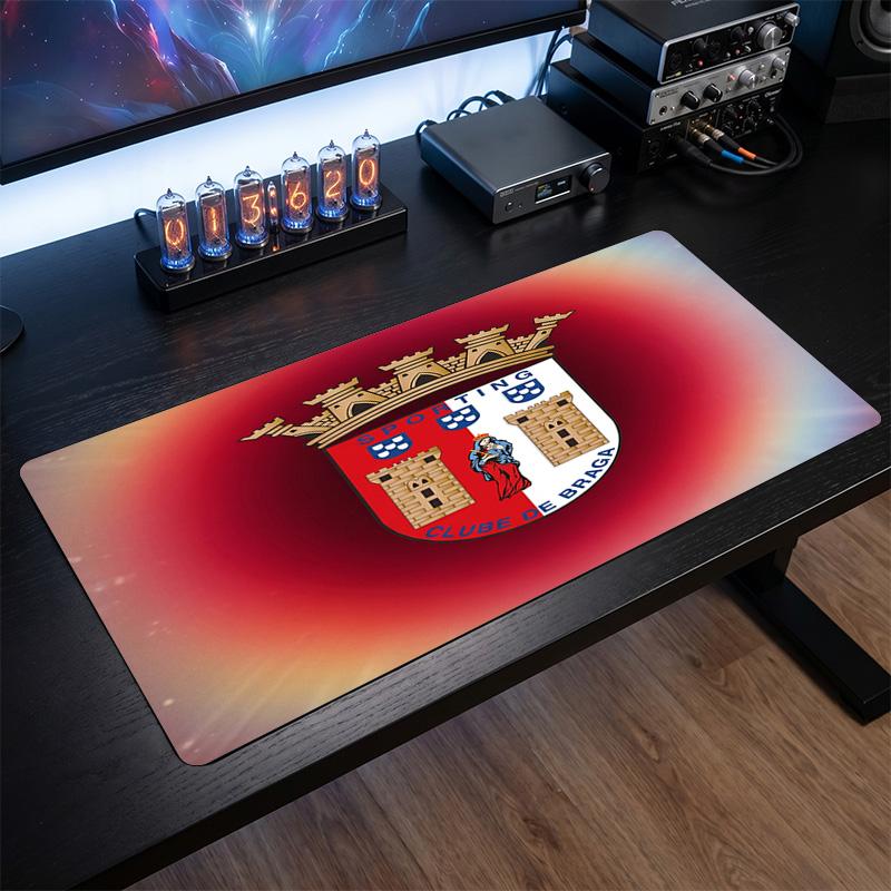 Braga FC Theme Pattern Mouse Pad, Soccer Logo Design XXL Gaming Desk Mat Non-Slip Computer Mouse Pad