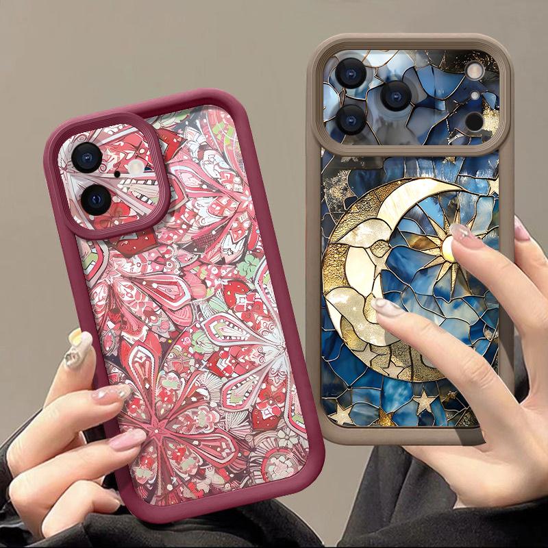 Soft TPU Phone Case For iPhone 17 Pro 15 16 Pro Max 14 13 Pro Max 16e 17e Retro Moon Star Pattern Candy Color Silicone Cover
