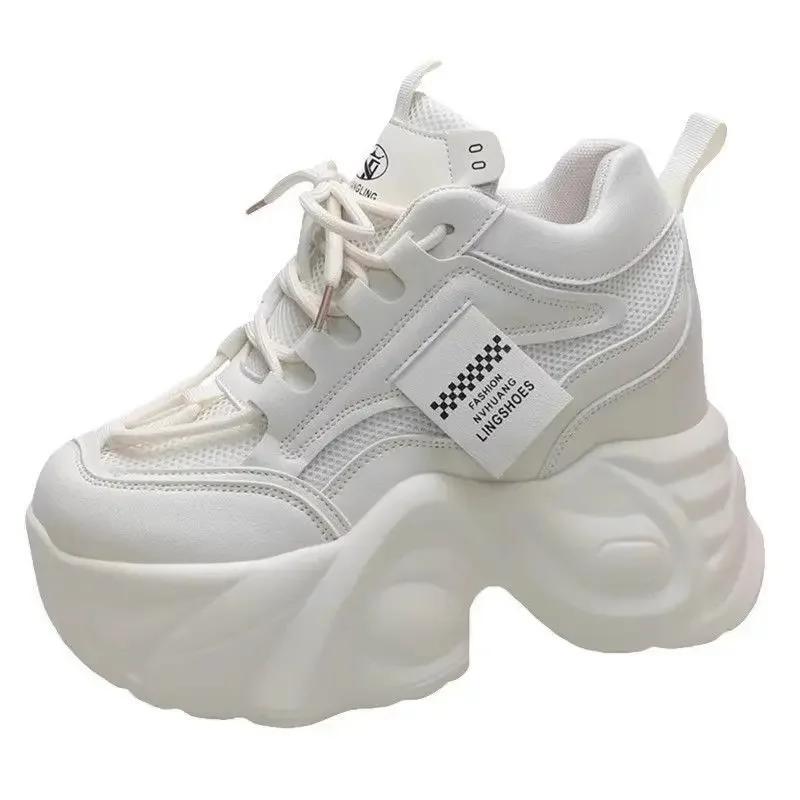 Mode Neue Damen Luxus Sneaker Modetrend Vielseitige Freizeitschuhe Dicksohlige 9cm Höhenerhöhung Outdoor Sport Laufschuhe