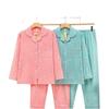 Dingdang Guifei Autumn/Winter Women's Two-Piece Pajama Set: Turn-Down Collar Long Sleeve Top and Long Pants, Comfortable and Fashionable Homewear.