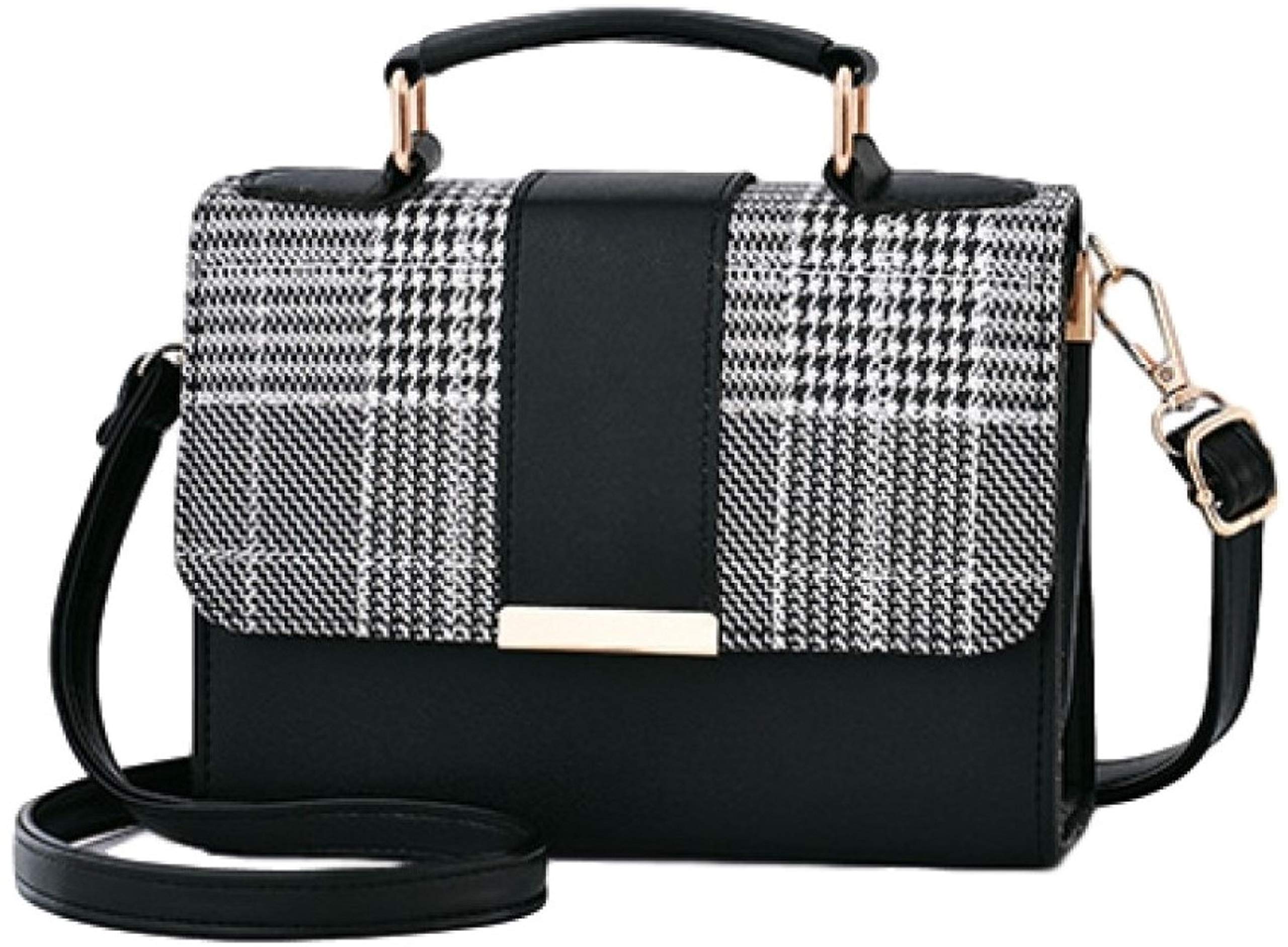 

Мини Сумка Через Плечо Сумка Маленькая Клетчатая Искусственная Кожа Легкая [PIENSE] Женская 2-сторонняя (черный) чёрный