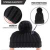 Lmell Beanie Hat With Large Faux Fur Bobble Pom Pom Fur Knitted Hat For Outdoor Camping Ski Caps