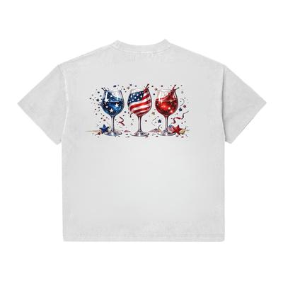 Patriotic Wine Glasses Graphic TShirt 4th of July USA Flag Patriotic Gift TTop