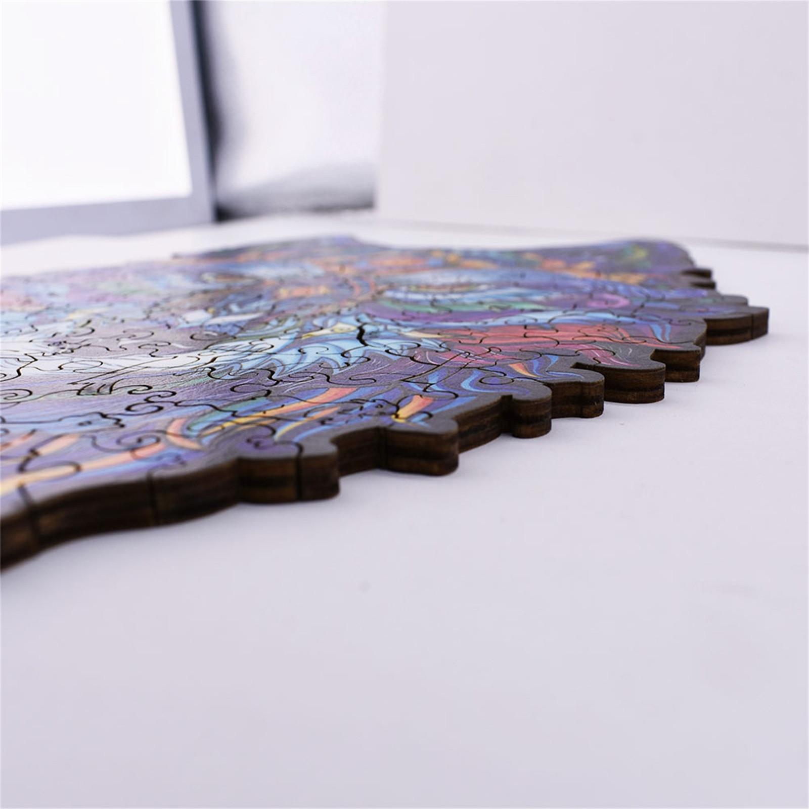 MAKUARI Chromatic Feathers Wooden Puzzle - 200 Piece Unique Shape Jigsaw For Adults