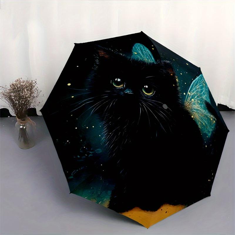 1pc Cat with Butterfly Wings Automatic Opening and Closing Cartoon Umbrella - Small Umbrella Suitable for Various Occasions, Portable 3-Fold