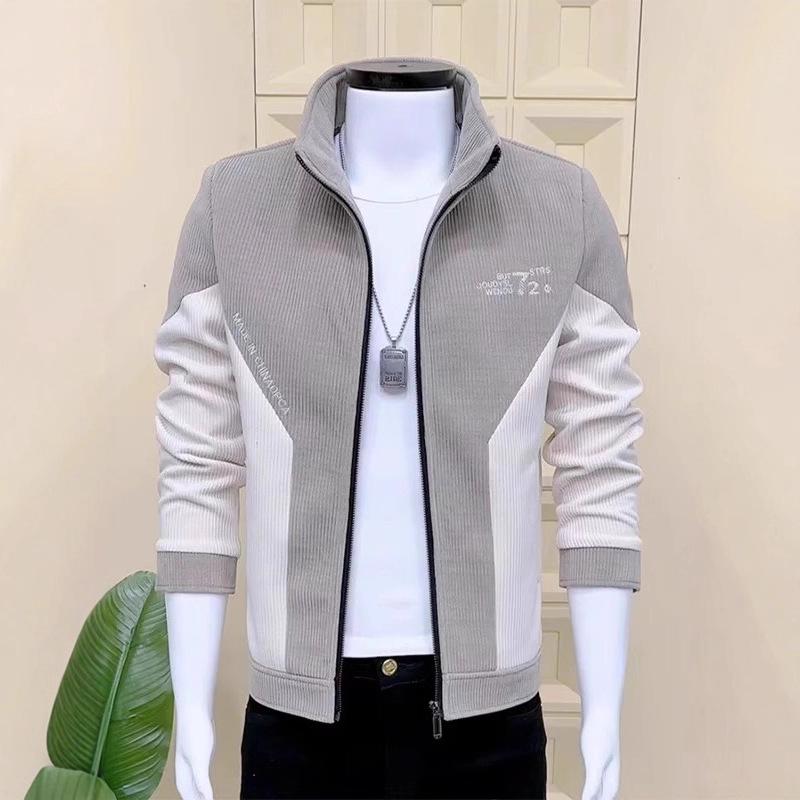 Veste Nouvelle Homme Printemps et Automne Coupe Slim Col Montant Assortiment de Couleurs Haut de Gamme Polyvalente Décontractée Veste Jeune