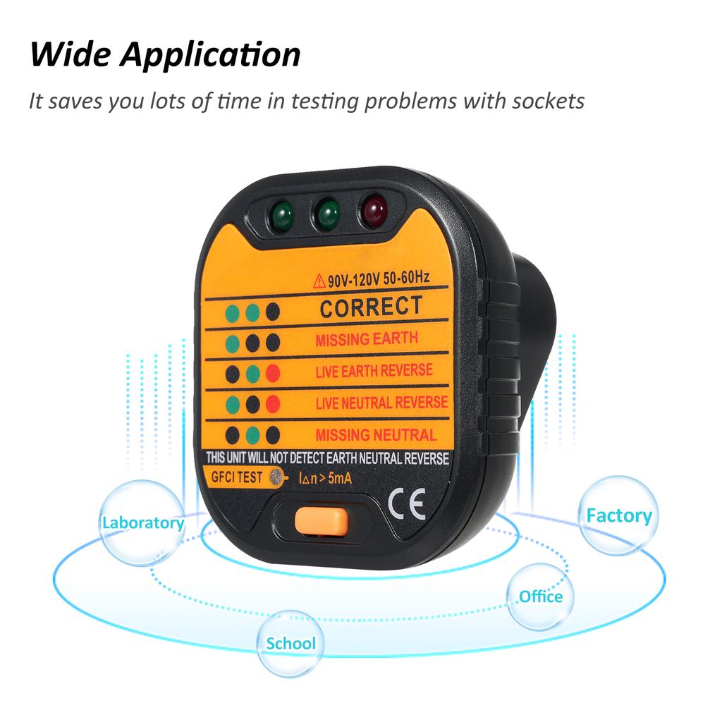 Socket Tester Portable Plug Outlet Circuit Tester Polarity Voltage Tester Socket Finder Electric Socket Outlet Voltage Tester Outlet Detector