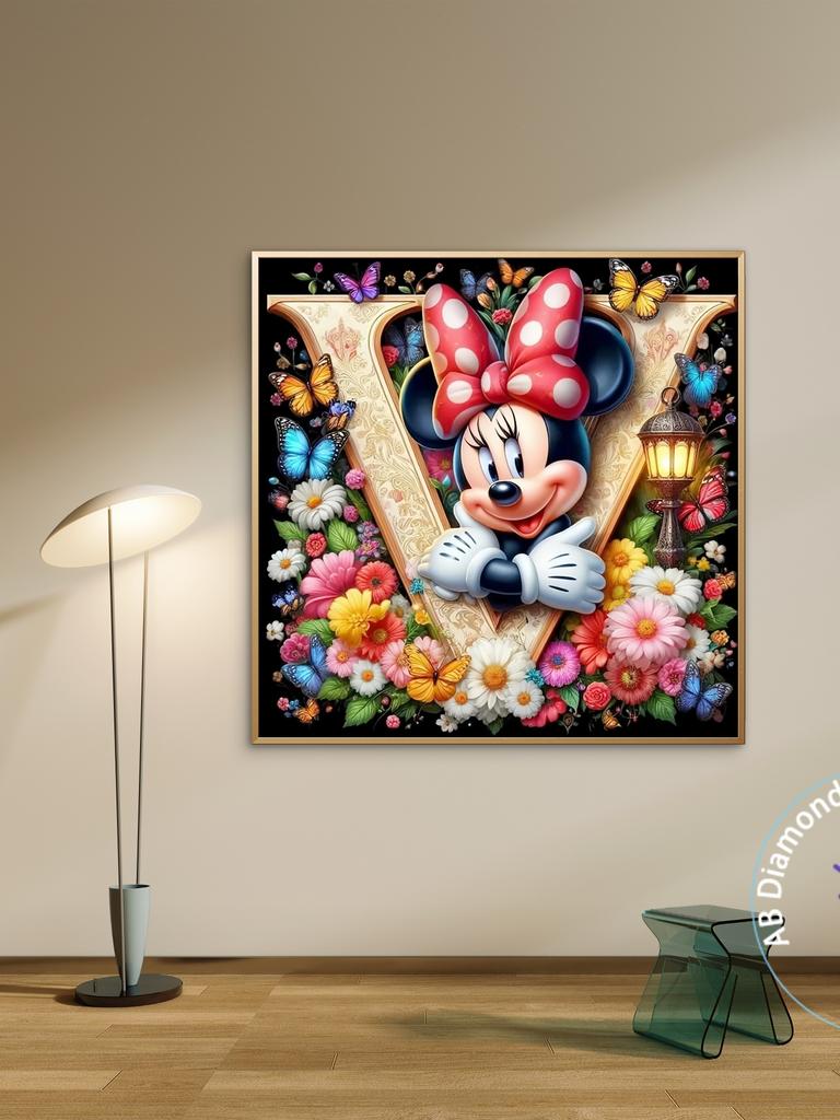 Mickey Mouse Minnie Letter Diamond Painting Kit 5D DIY Diamond Embroidery Cross Embroidery Handmade Art Gift Home Decoration