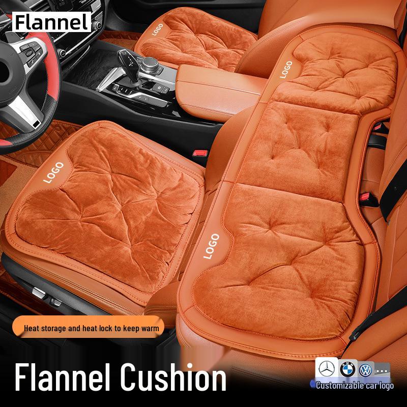 Plush Car Seat Cushion with Backrest - Thickened for Autumn/Winter Warmth