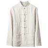 Men's Retro Chinese-Style Stand Collar Long Sleeve Linen Shirt