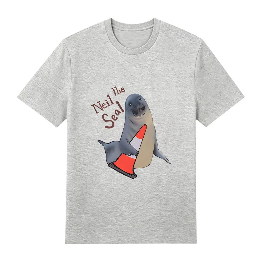 2026 Hot Sale Neil The Seal Unisex Oversized Cotton Tshirt Cartoon Print Trendy Clothing Y2k Gothic Cotton Oversized Tshirts