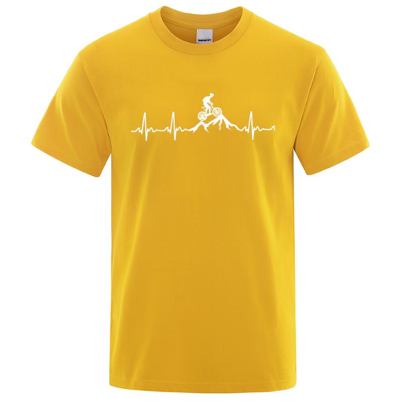 Mountain Bike Heartbeat Funny Mtb Dirt Bike Men Tshirt Hip Hop Casual Tops Summer Street T Shirt Oversized Cotton Short Sleeve
