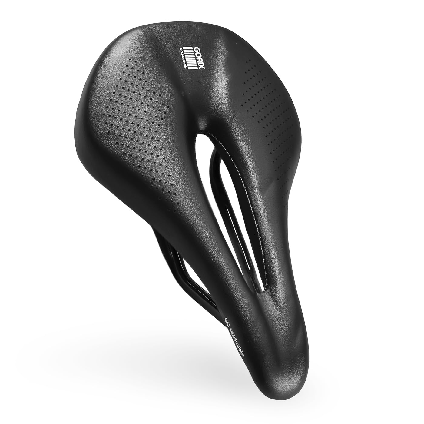 

GORIX (GO.643double full carbon) saddle, full carbon, ultra-lightweight, short nose, perforated, carbon rails, waterproof PU leather, flat shape, for
