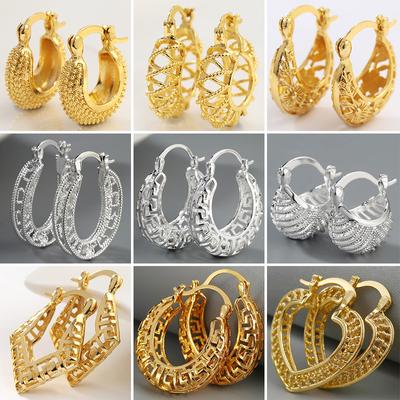 Vintage Boho Style Hoop Earring For Women Hyperbolic Hollow Out Ethnic Tribal Dangle Earring Statement Party Jewelry Accessories