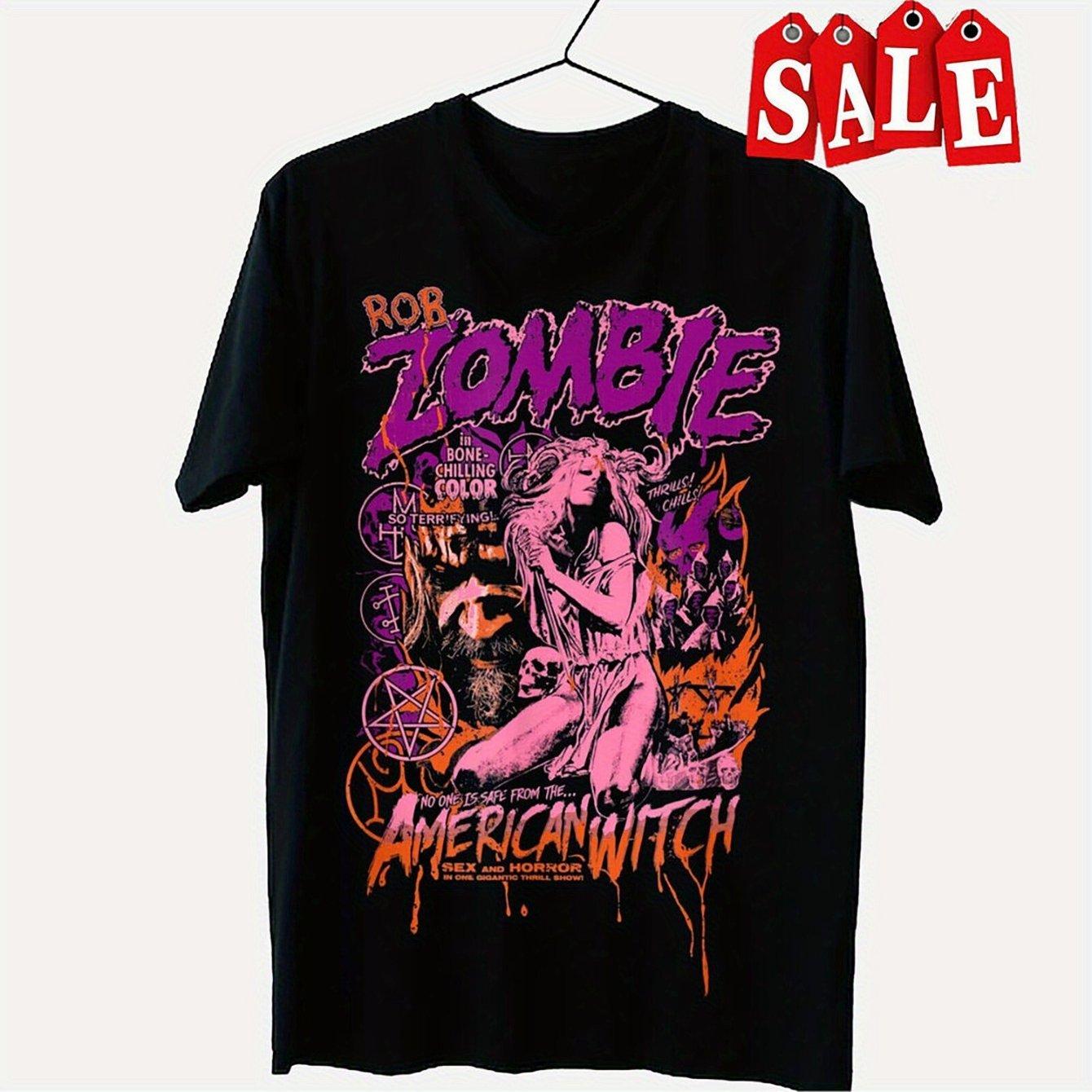 

Новая футболка Rob Zombie Кантри Музыка Черная футболка Большой размер Графическая футболка с коротким рукавом Унисекс Мужская Женская Лето M