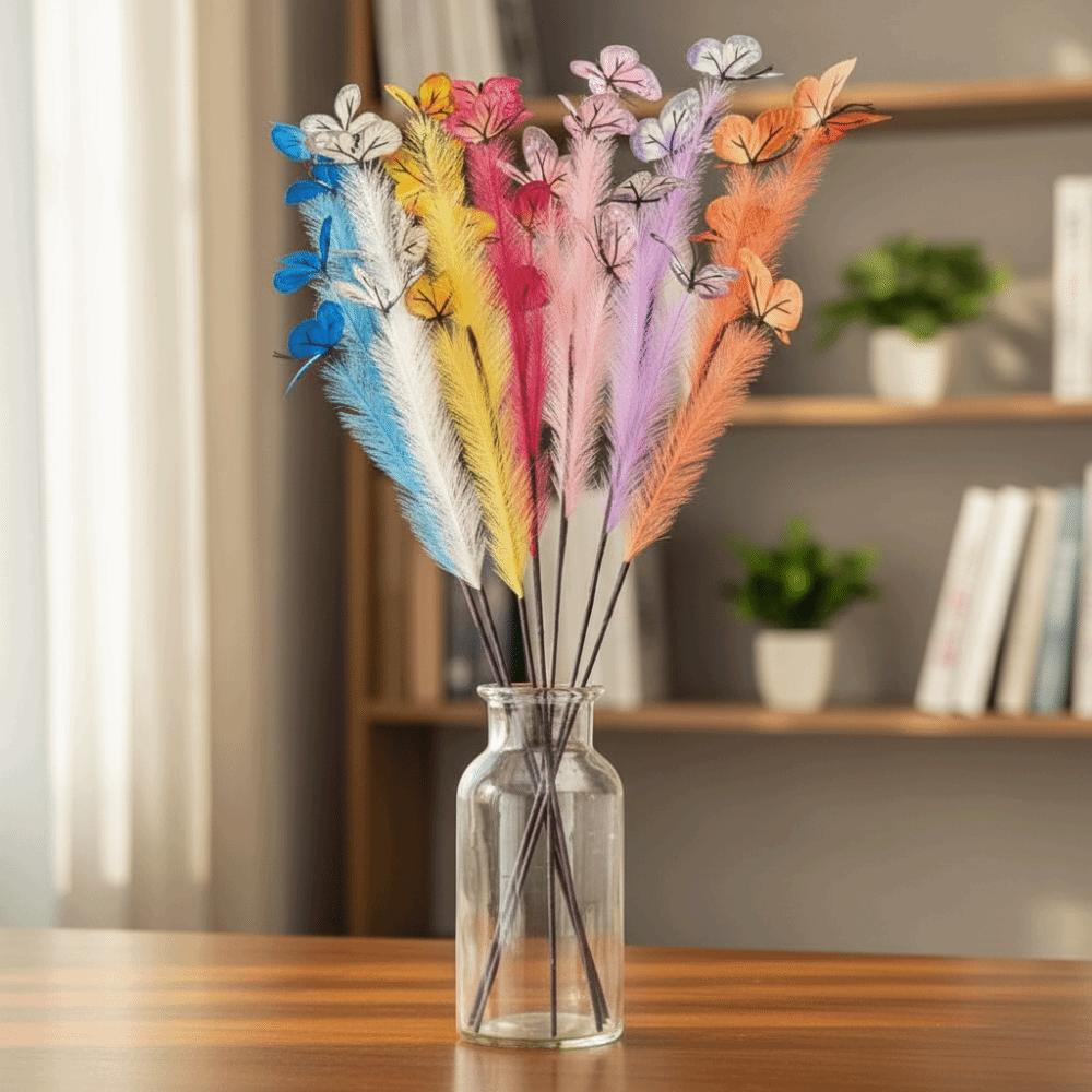 3pcs/set Multi-Color Artificial Butterfly Reed Lifelike Long Branch Butterfly Branch Bouquet Vivid Colors Butterfly Flowers