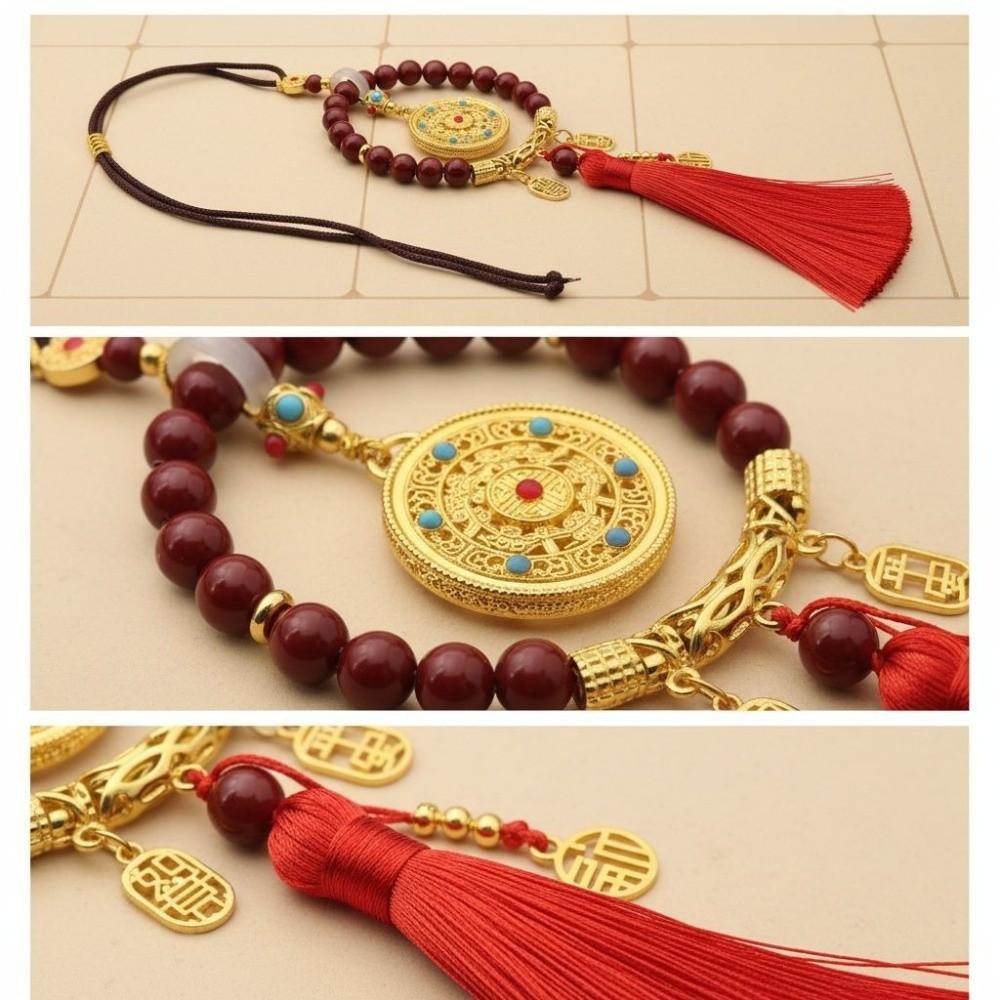 Vehicle Decoration Car Hanging Ornament Five-Fortune Round Rearview Mirror Pendant  Car Interior