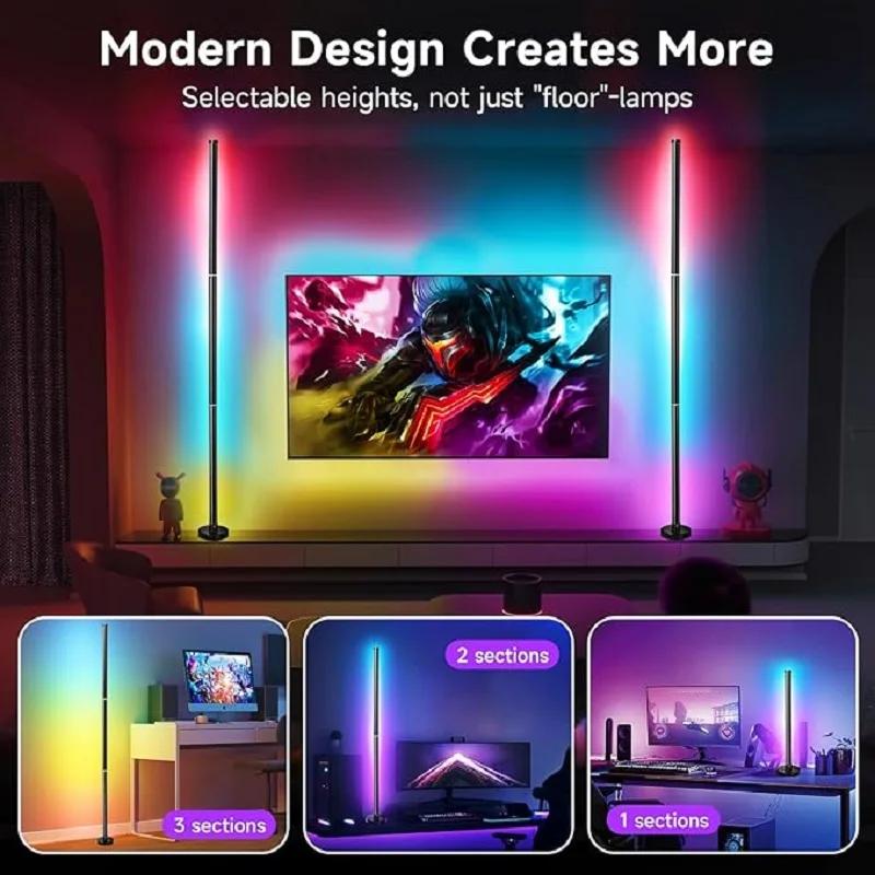 122cm Intelligente Eck-Stehlampe Dimmbar APP-Steuerung RGB LED Modernes Stimmungslicht Stehleuchten für Schlafzimmer Gaming Wohnzimmer