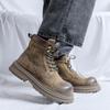 Boots Men Lace Up High Top Boots Men's Cow Suede Leather Winter Fashion Plush Warm Shoes Outdoor Sneakers Non-Slip Ankle Boots