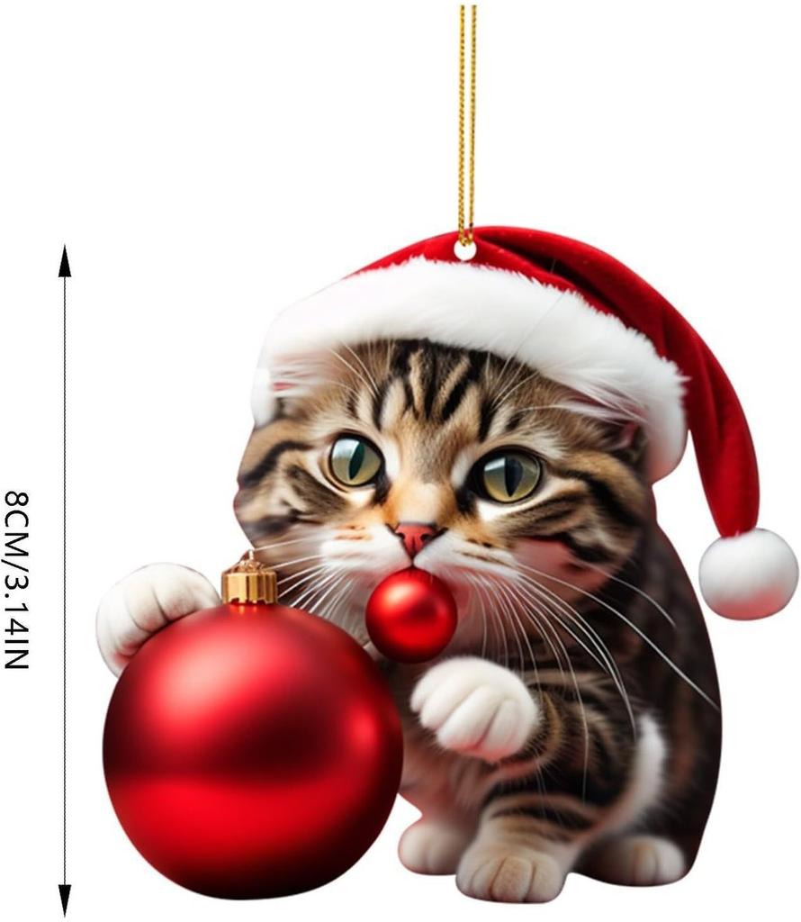 Cat Christmas Whimsical Car Accessory Acrylic Design For Stylish Vehicle Decor