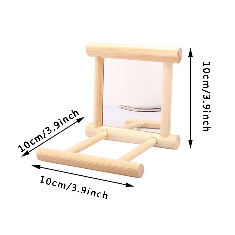Wood Bird Mirror With Perch Stand Bird Toy Stand Bird Toy For Parrot Parakeets Cockatiels Cage Cage Parakeet Accessories