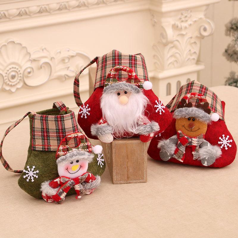 New Christmas Gift Bag Handheld Cloth Bag Cartoon Santa Claus Snowman Elk Xmas Tree Christma New Year Decoration Storage Bags