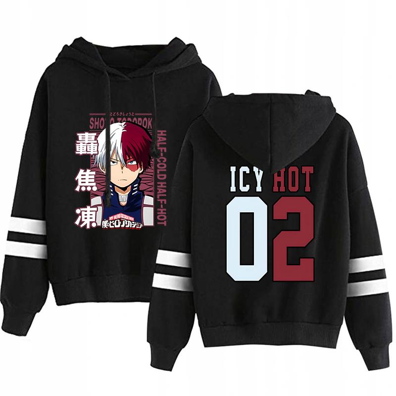 New Anime Todoroki Shoto Print Hoodie Women Men Casual Tops Autumn And Winter Sweatshirts Stripe Long Sleeve Harajuku Pullover