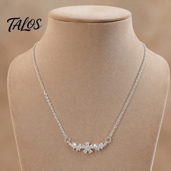 Elegant Neck Decoration 5 Petal Flower Zirconia Necklace, Minimalist Light Luxury Skin Friendly Alloy Necklace Choker for Women, Dainty Chain Layering