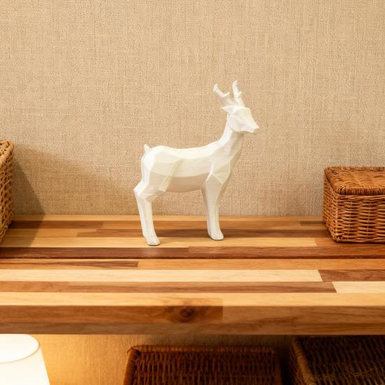 Christmas Reindeer Figurine 3D Printed Standing Deer Statues Small White/Gold Elk Sculpture for Fireplace Entryway Shelves Home Office