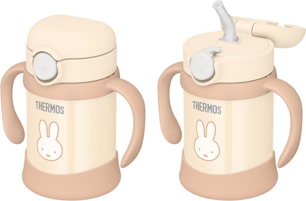 Thermos Vacuum Baby Straw Mug, 250ml, with Integrated Spout and Gasket, Cream, Miffy, for Cold Storage Only, FJT-250B CRM