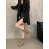 Vintage Pointed Thick Heel Skinny Boots Women's Season Two Wear Belt Buckle Martin Boots Western Boots Short Boots