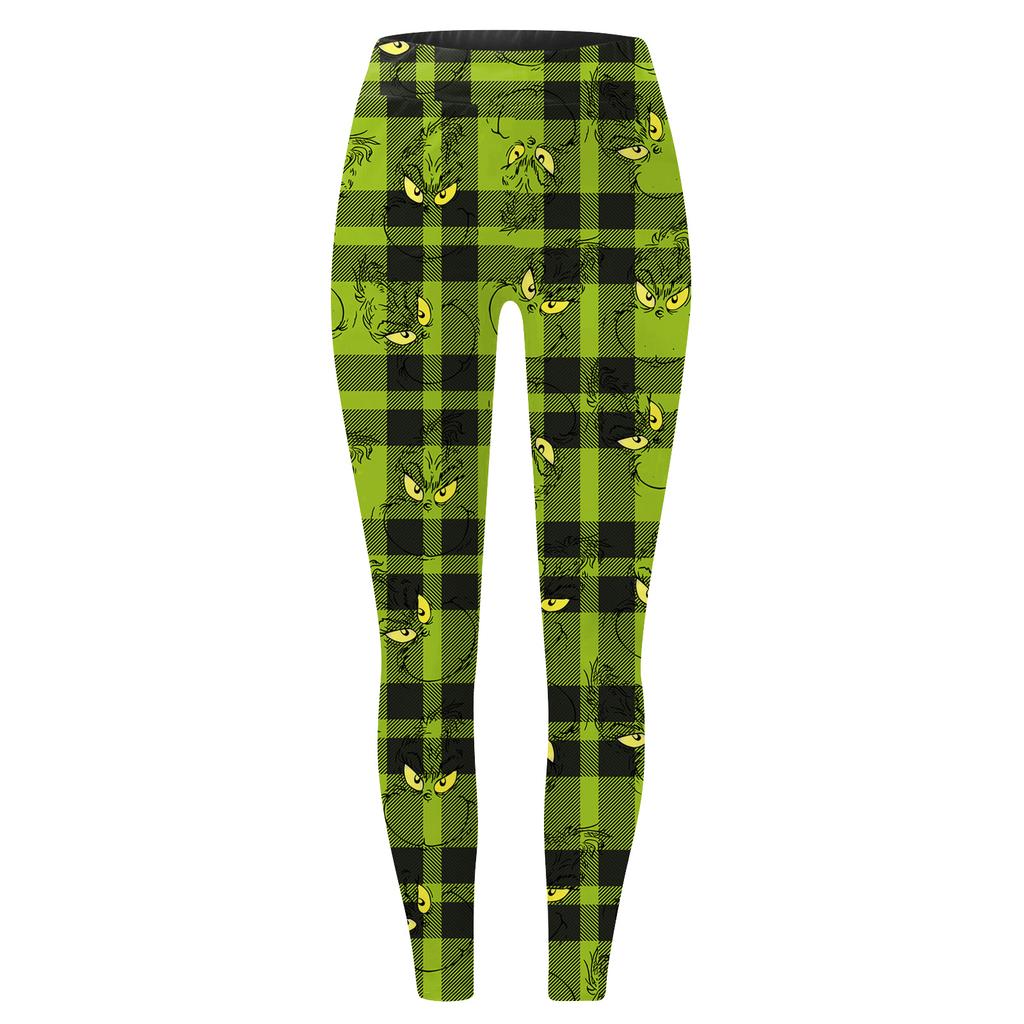 Women's Casual Fashion Outdoor Christmas Printed Slim Elastic Yoga Pants Cropped Pants