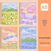Oil Painting Cartoon A5 Lined Notebook - Thick, Side-Bound, Cute Student Design