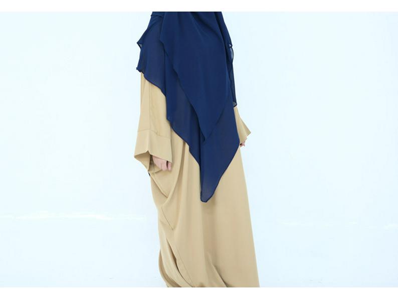 2025 Loriya Double Layer Ruffle Big Swing Middle East Solid Color Headscarf HJ927