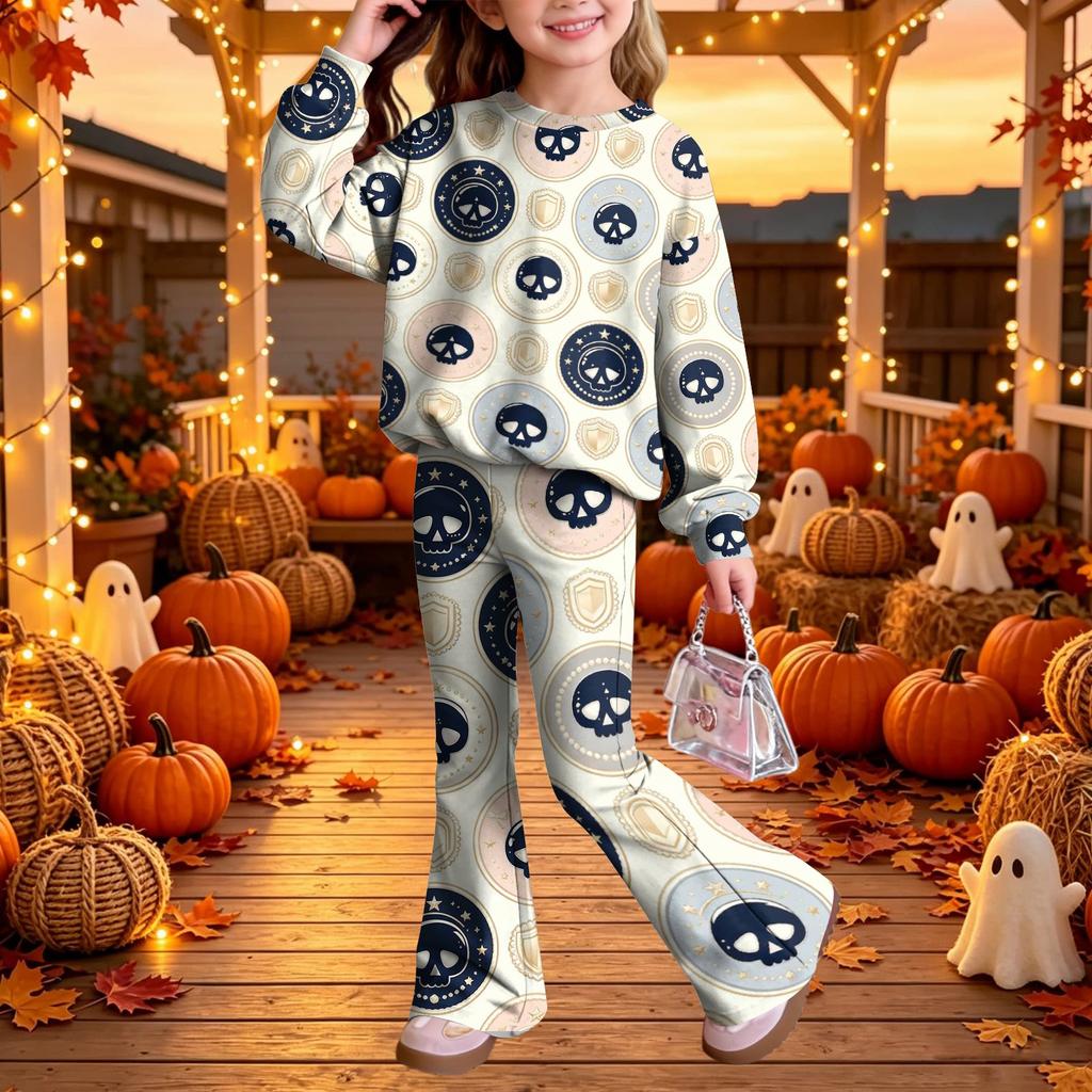 Kids Casual Long Sleeve Top and Pants 2-Piece Outfit Set for Boys and Girls
