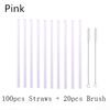100Pcs Reusable Drinking Glass Straws 18cmx8 mm For Smoothies, Tea, Juice --10 Pack With 20Pcs Cleaning Brushs