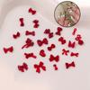 50Pcs French Style Bows Nail Accessories Mixed Size 3D Wine Red Bowknot Nail Charms Kawaii Winter Nail Art Decoration Cute Parts