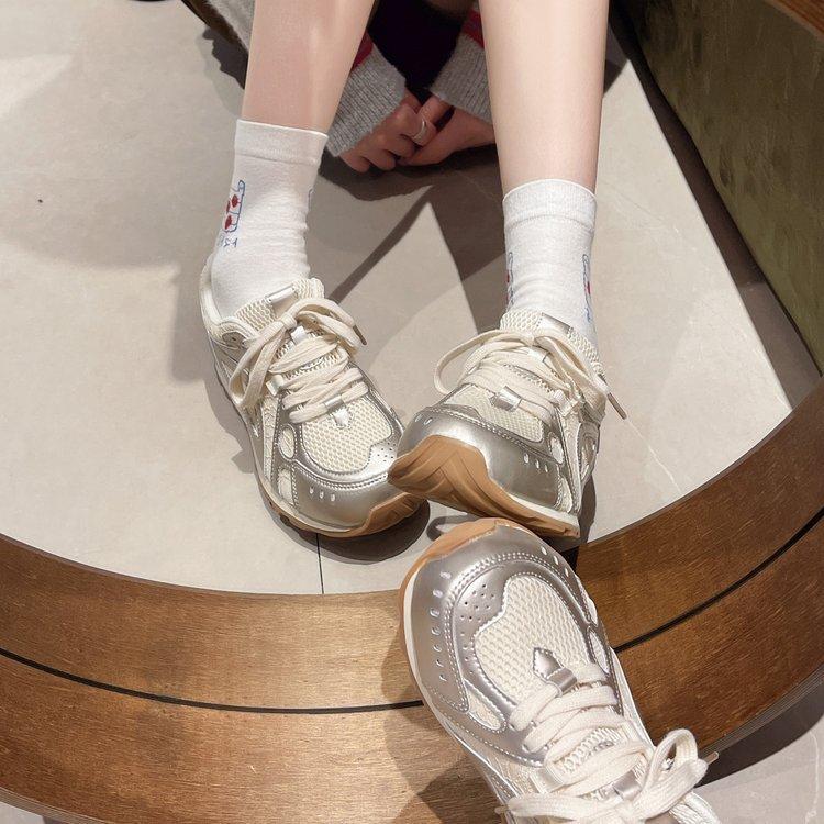 White Retro Hundred Matching Thick Bottom Agan Sneakers Female Summer Heightened Lightweight Casual Pops Shoes