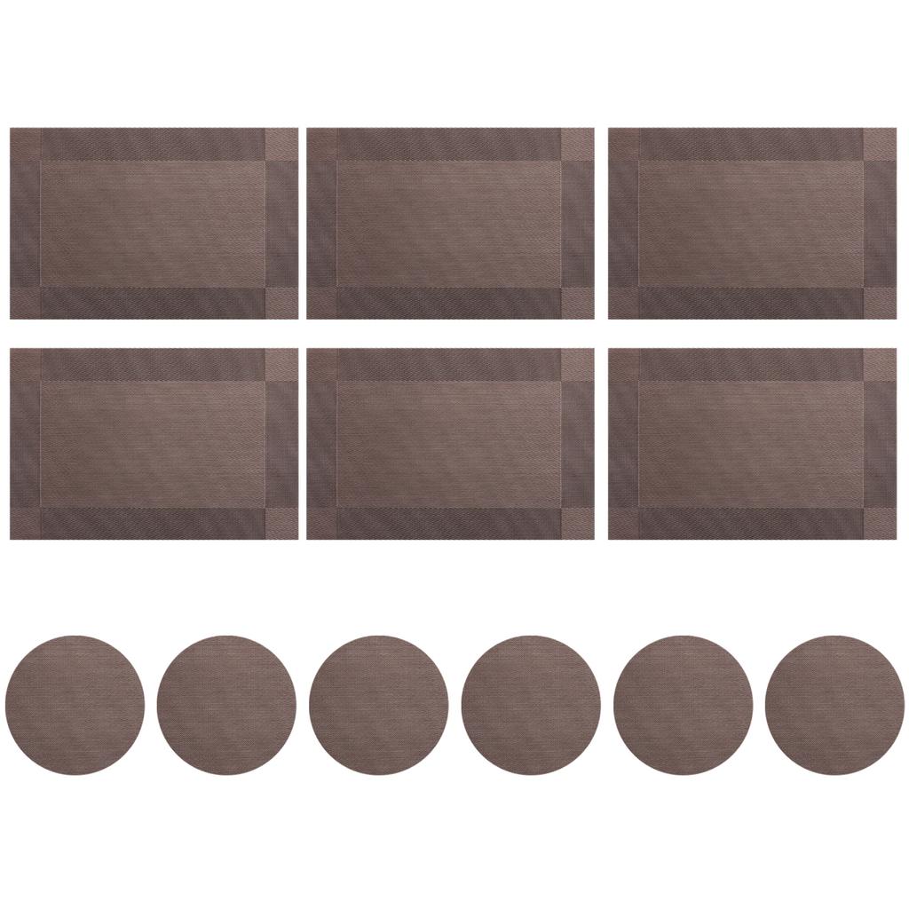6Pcs Table Mat W/ Coaster Set Non-Slip Bowl Pad Washable PVC Heat-resistand Dining Table Placemats Modern Home Party Decoration