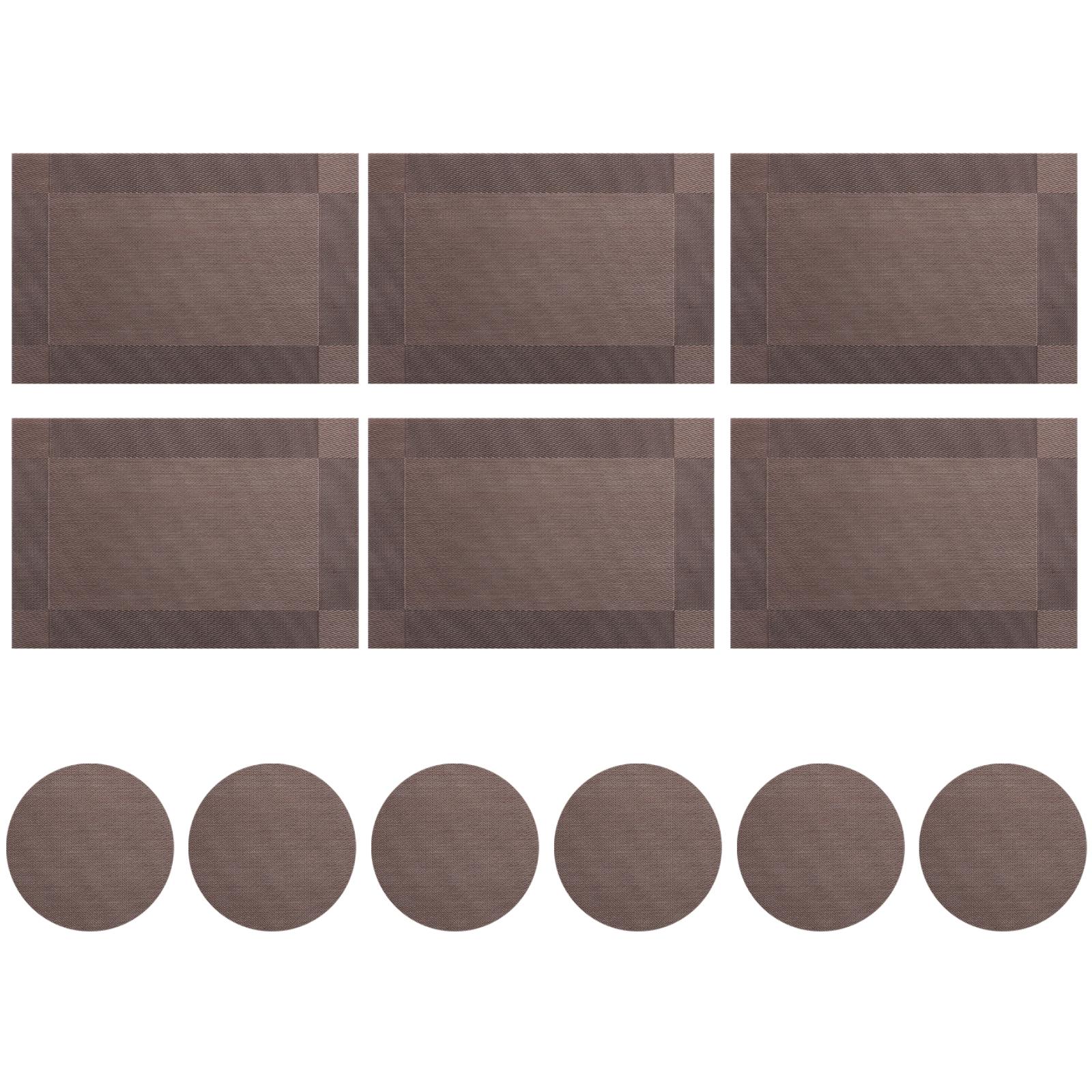6Pcs Table Mat W/ Coaster Set Non-Slip Bowl Pad Washable PVC Heat-resistand Dining Table Placemats Modern Home Party Decoration Set of 6