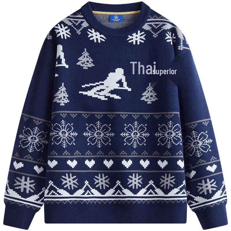 

NVG YOUNG Men s Fair Isle Round Neck Wool Blend Sweater L