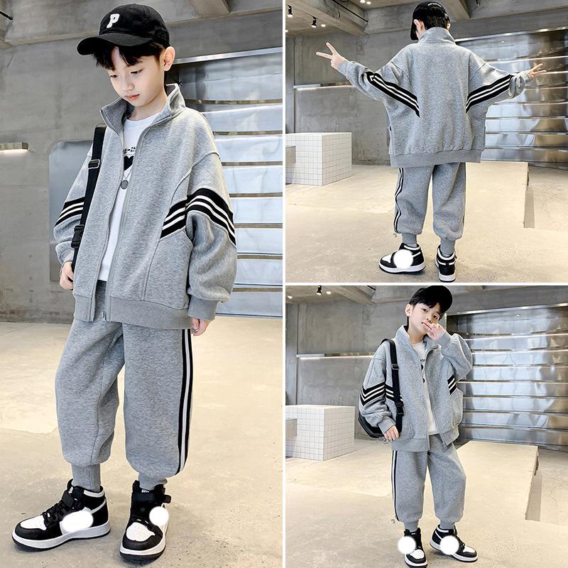 Spring Autumn Teenager Boys Clothes Suits Children New Fashion Zipper Coat + Pants 2Pcs Outfits Kids Tracksuit