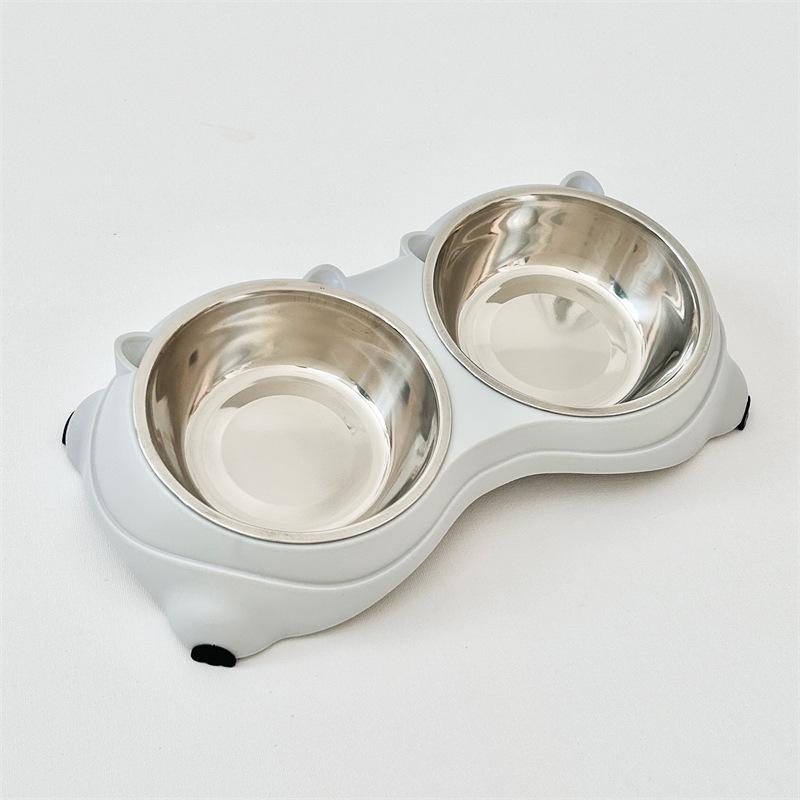 

Нескользящая двойная миска для домашних животных: Цветная нержавеющая сталь Macaron для еды и воды