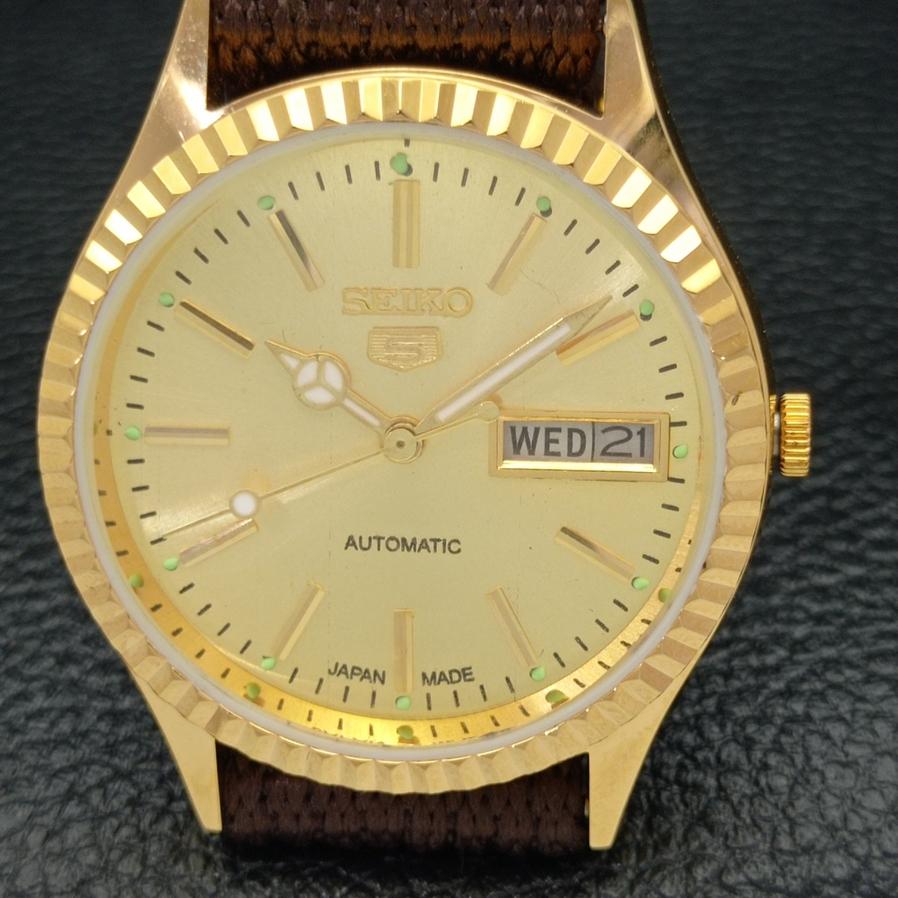CEAS SEIKO 5 AUTO 6309A BĂRBĂTESC JAPONEZ VINTAGE, RECONDIȚIONAT, CU CADRAN AURIT, A425917-2