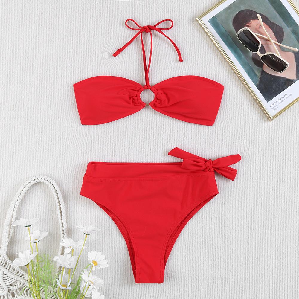 2025 Women's Sexy Halter Bikini Set: High-waisted, Cross-border, Beach Swimwear.