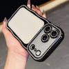 KEYSION Plating Transparent Wavy Rhinestone Phone Case for iPhone 13 14 15 16 17 Pro Max Air 16 Plus Lens Protector Shockproof Cover