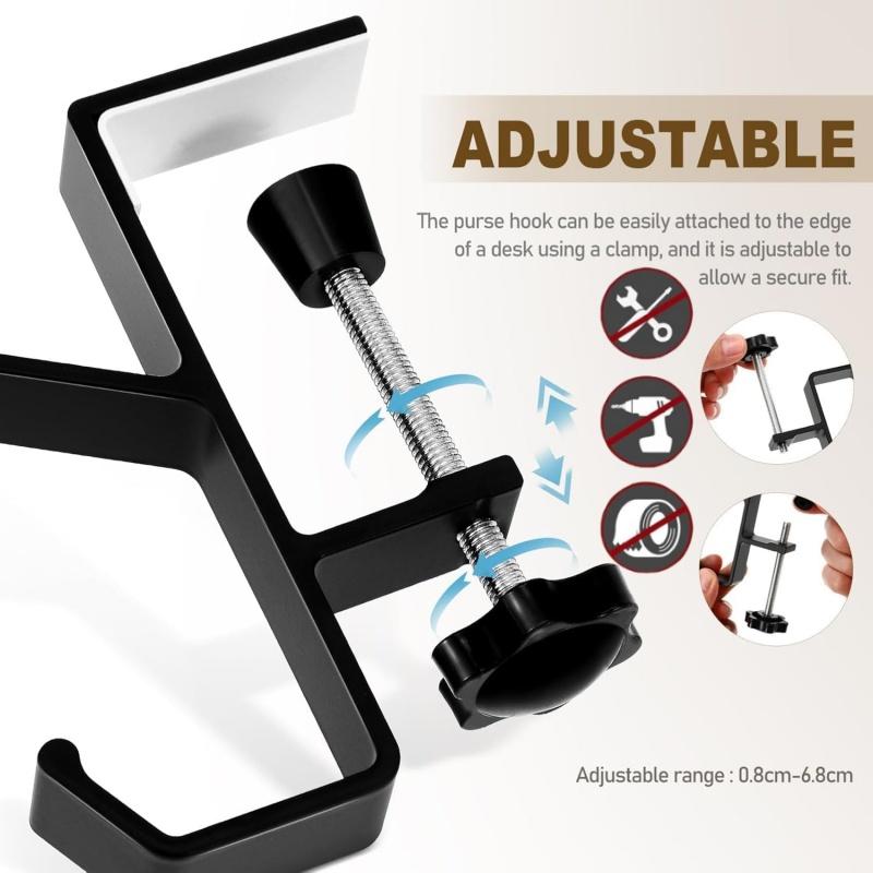 Punch-free Adjustable Desk Edge Hook,Gaming Headset Desk Hanger Backpack Storage Hanging Hooks Holder Home Office Organizer