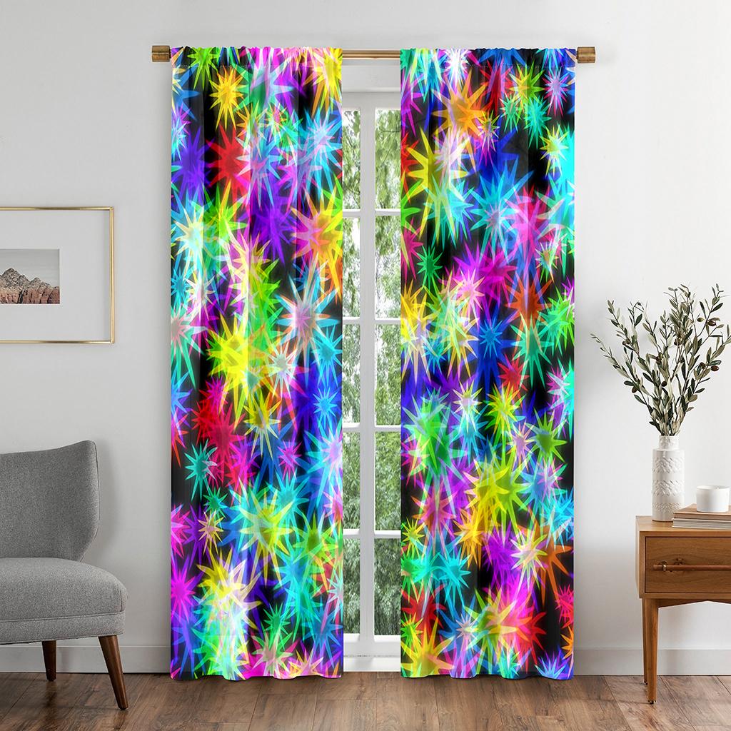 Abstract Colorful Kaleidoscope Texture Kids Blackout Window Curtain for Living Room Bedroom Bathroom Kicthen Door Cupboard Hooks