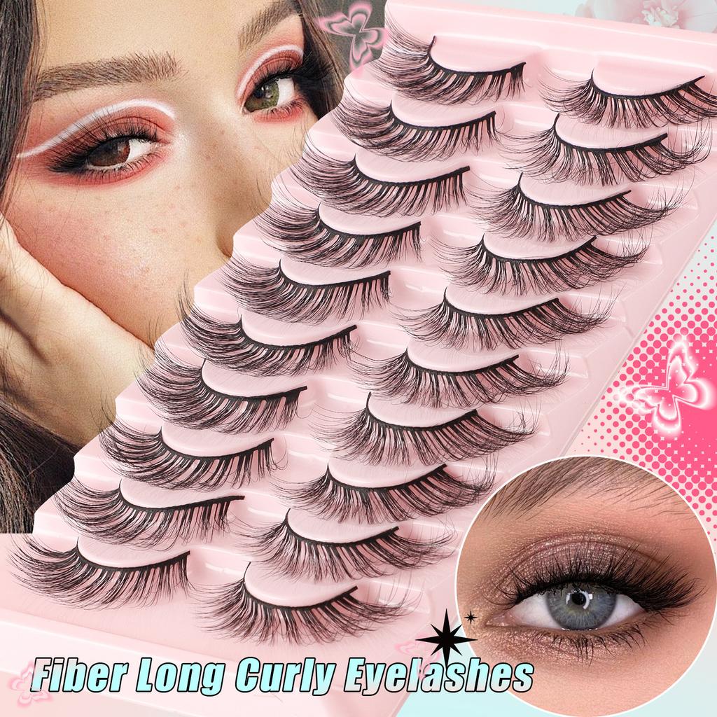 Ten Pairs Of Diagonal Flying Fox Eye False Eyelashes, Natural Thick Curled Eyelashes