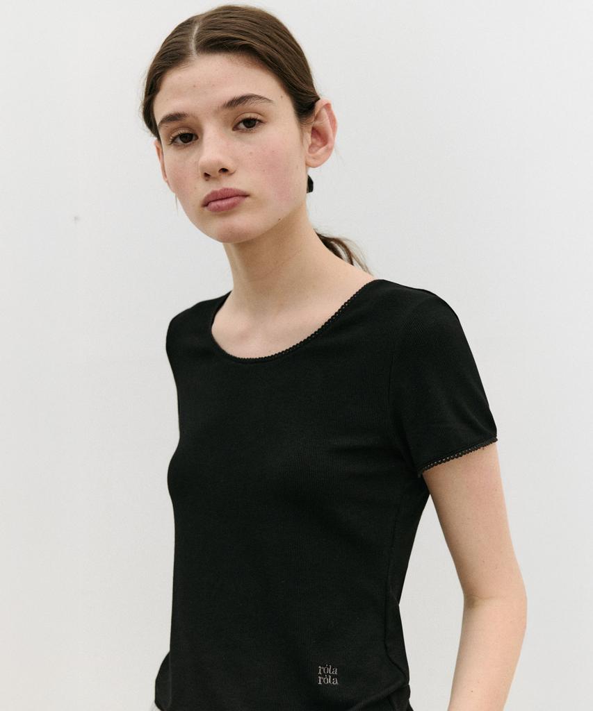 ROLAROLA Nubasic Lace Ribbed T-Shirt Black